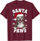 Santa Paws Pitbull Terrier Christmas Puppy Dog Lover T-Shirt - T-Shirt | Maroon