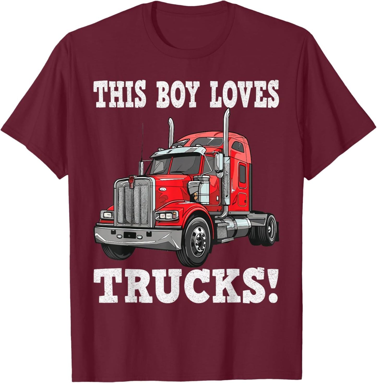 This Boy Loves Trucks T-Shirt - T-Shirt | Maroon