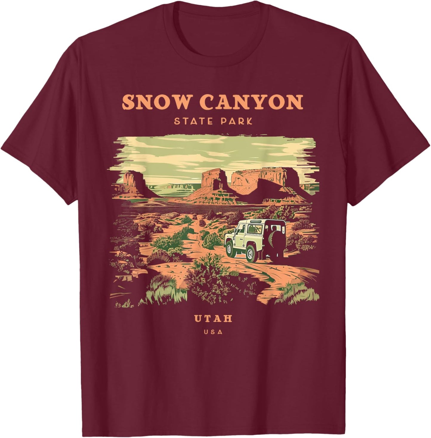 Snow Canyon State Park Utah Retro Vintage T-Shirt - T-Shirt | Maroon