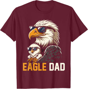Eagle Dad and Baby Funny Fathers Day Daddy Eagles Lovers T-Shirt - T-Shirt | Maroon