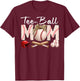 Ball Mom Funny TBall Leopard Print Bow Mother's Day T-Shirt - T-Shirt | Maroon