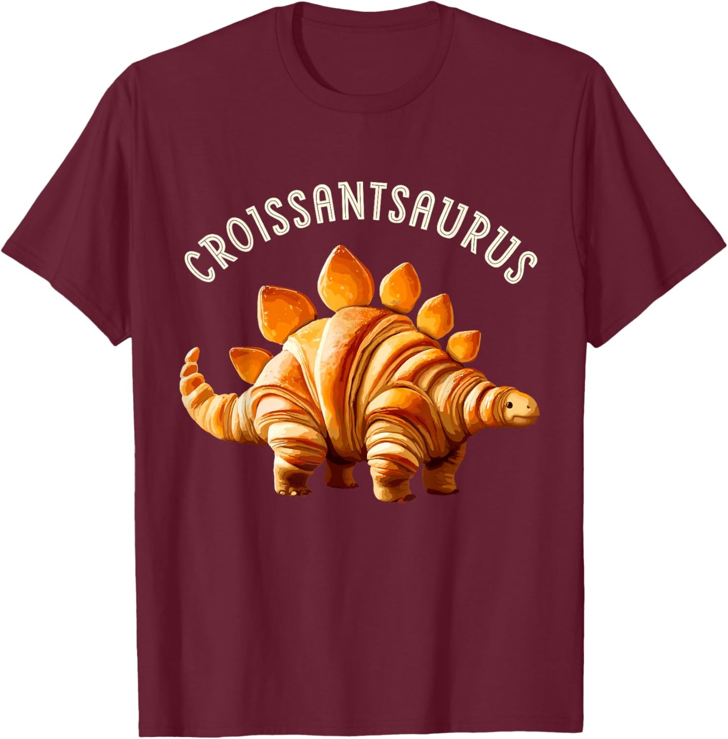 Dinosaur Croissant Bakery Lovers Men Women Boys Girls Kids T-Shirt - T-Shirt | Maroon