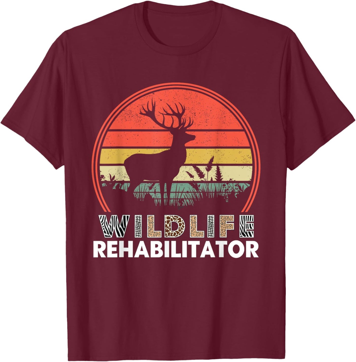 Vinatge Animal Wildlife Rehabilitator Rehabilitation Rescue T-Shirt - T-Shirt | Maroon