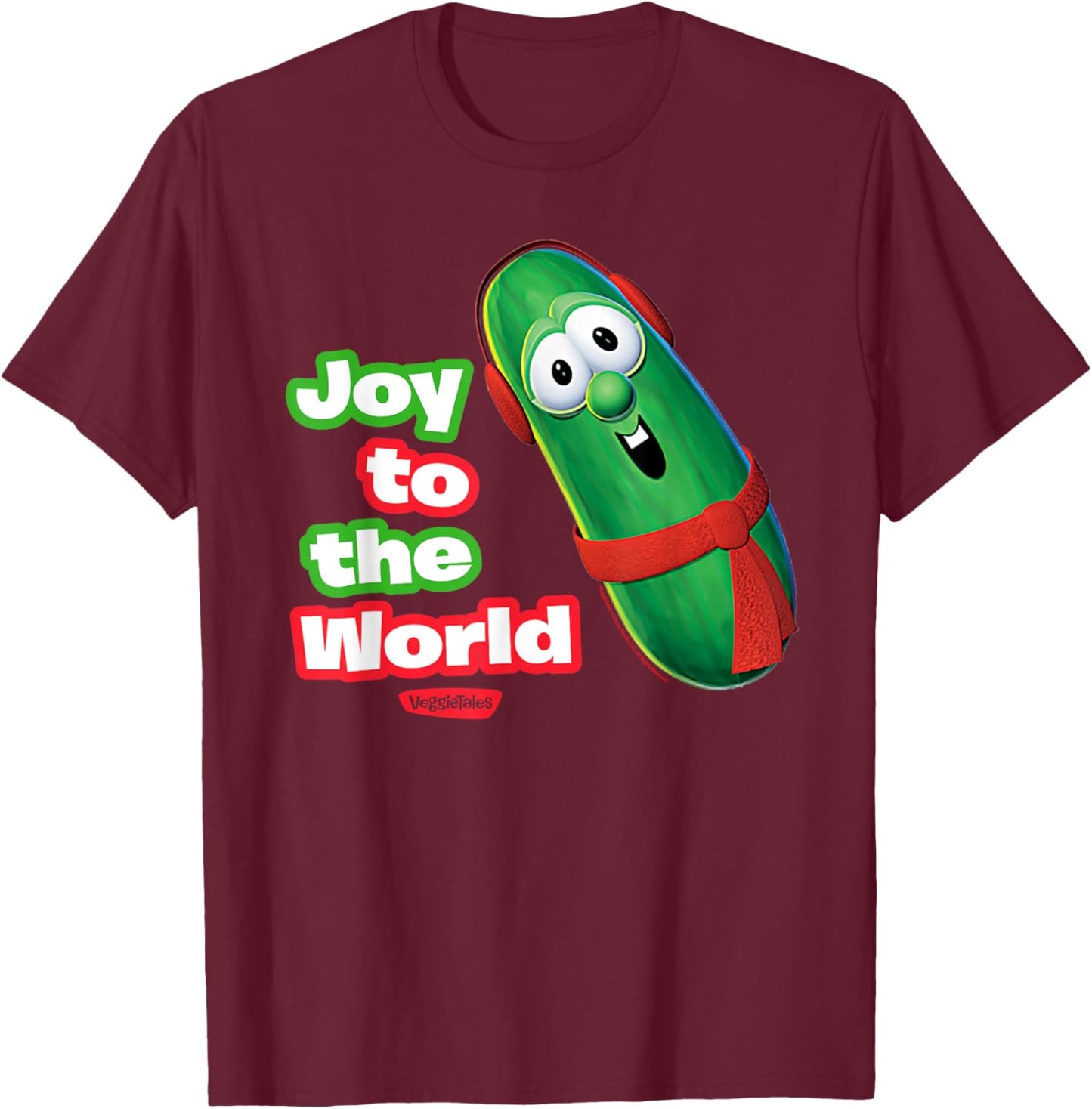 VeggieTales Joy to The World Larry The Cucumber T-Shirt - T-Shirt | Maroon