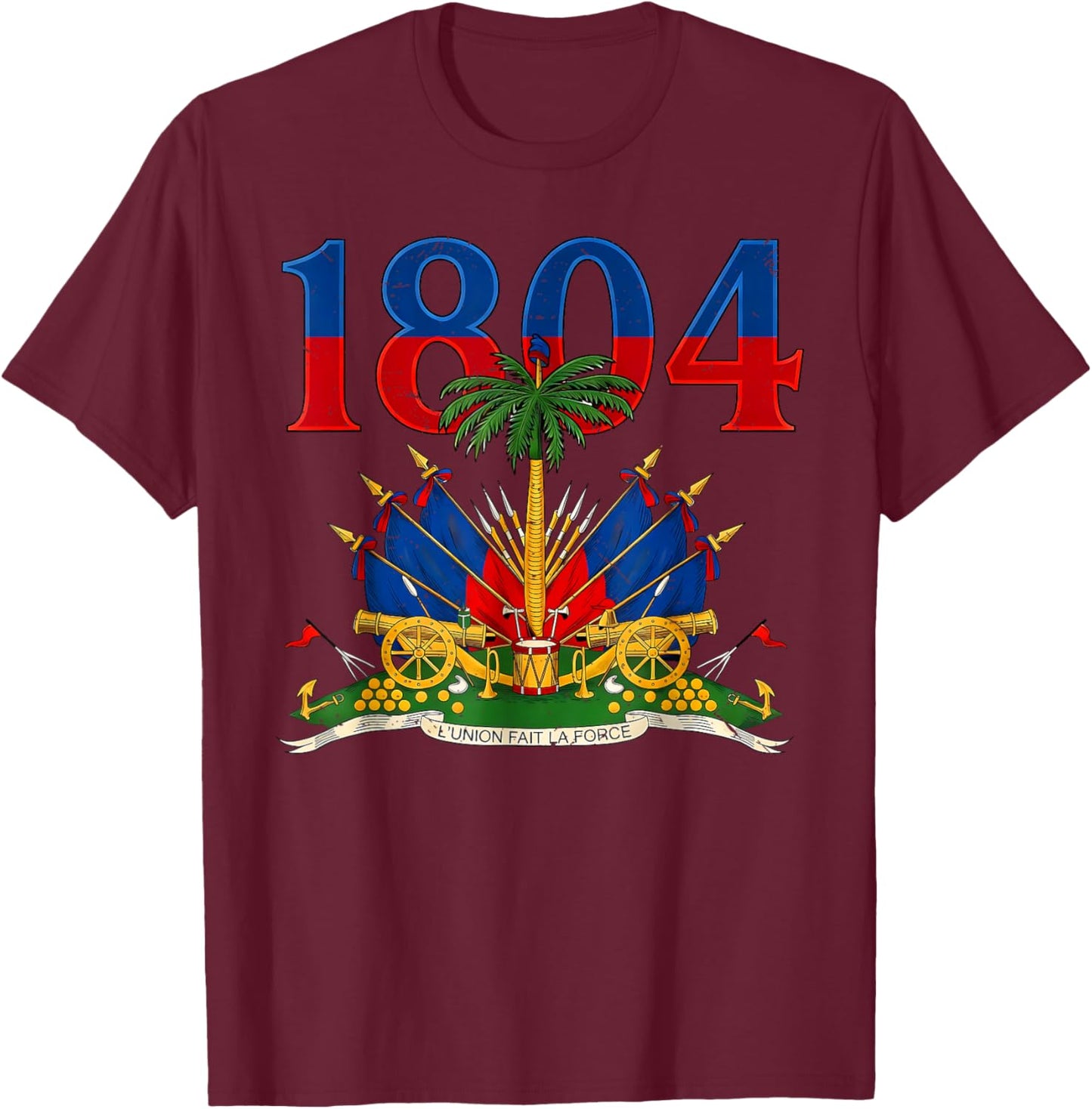 Haitian Revolution 1804 Haiti Flag Independence Day T-Shirt - T-Shirt | Maroon