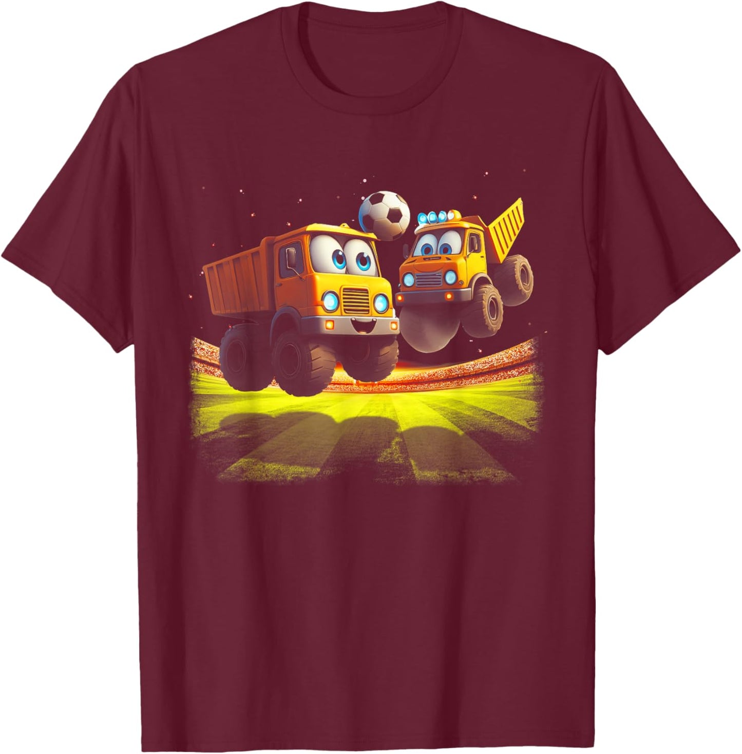 Soccer Ball Kids Football Construction Trucks Toddler Boys T-Shirt - T-Shirt | Maroon