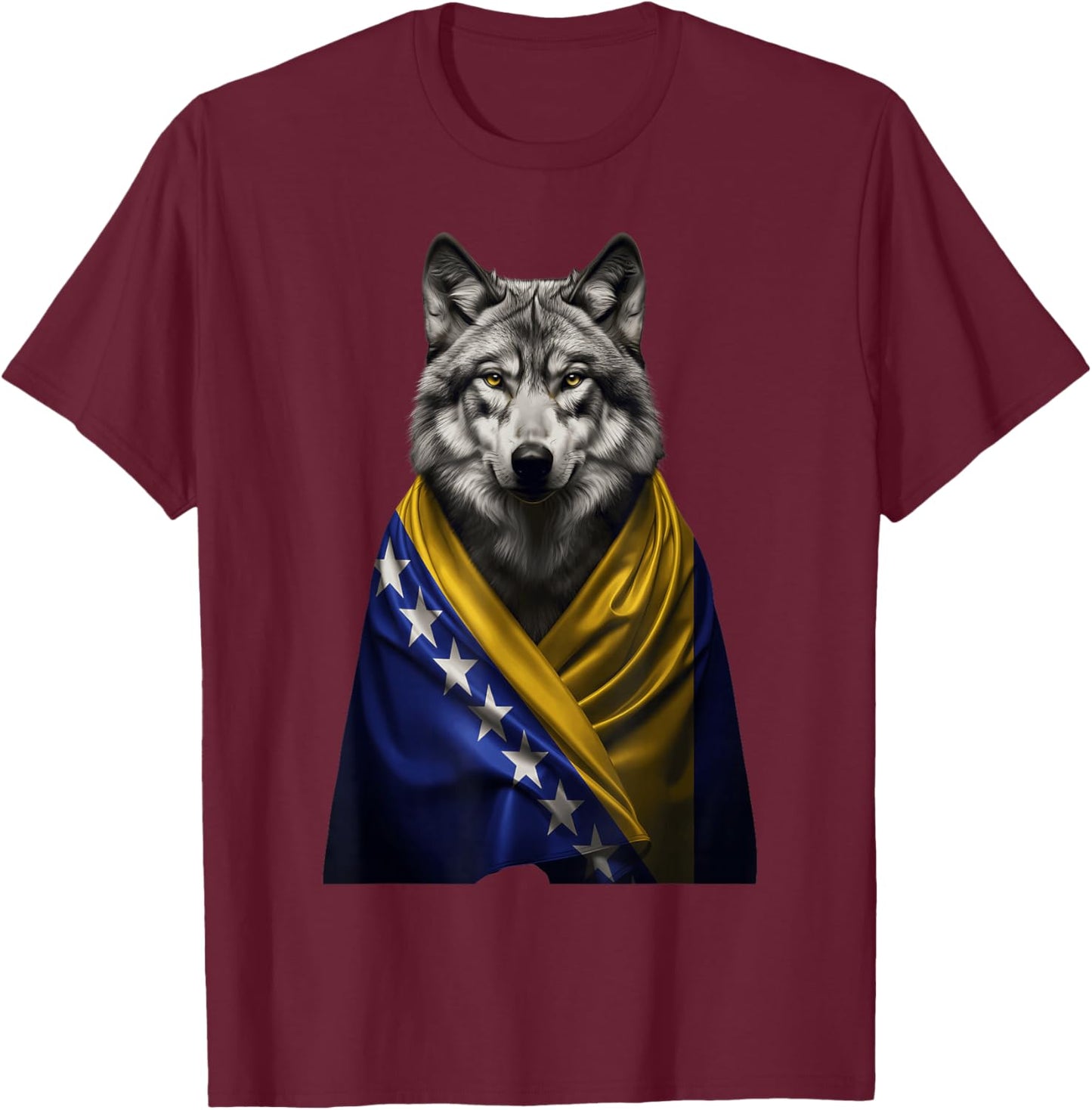 Bosnia Flag Wolf Bosnia and Herzegovina Roots T-Shirt - T-Shirt | Maroon