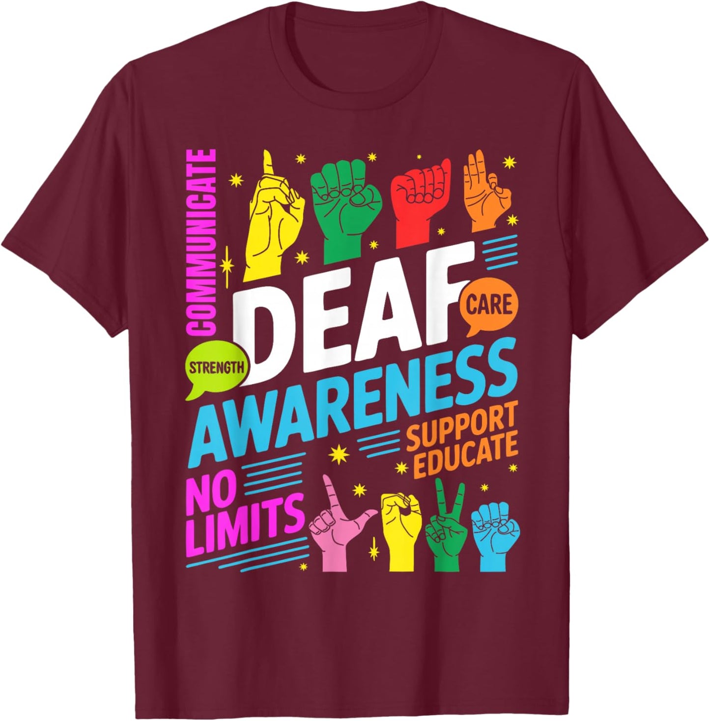 Deaf Awareness Sign Language Interpreter ASL Interpreter T-Shirt - T-Shirt | Maroon