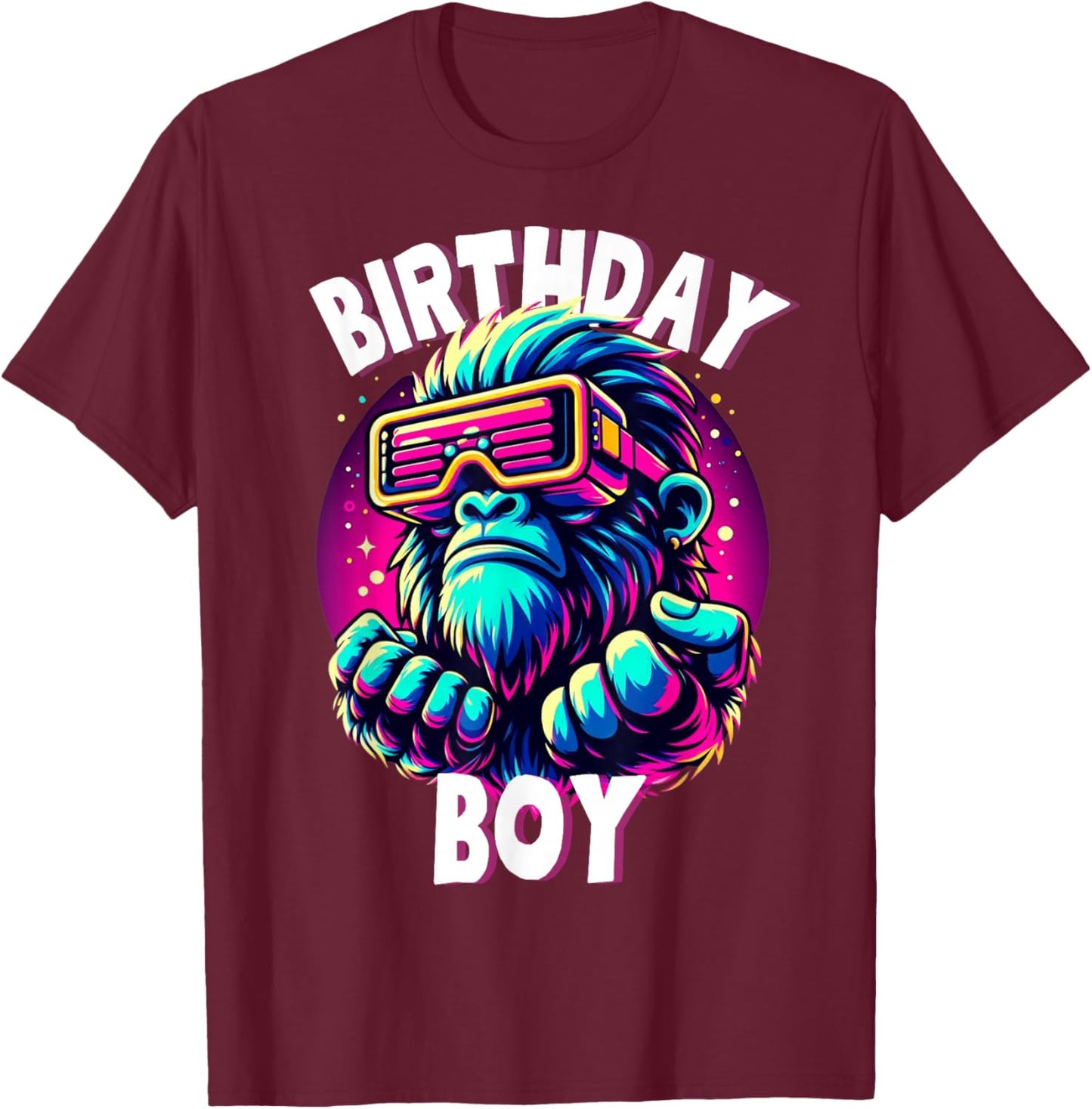 Gorilla Birthday Funny Gorilla Boys Adult Girl Family Party T-Shirt - T-Shirt | Maroon