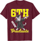 6th Grade Graduation 2026 Dabbing cat Class 26 Graduate T-Shirt - T-Shirt | Maroon