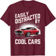 Boys Vintage Muscle Car Easily Distracted by Cool Cars T-Shirt - T-Shirt | Maroon