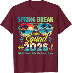 Spring Break Cruise Squad 2026 Vacation Matching Sunglasses T-Shirt - T-Shirt | Maroon