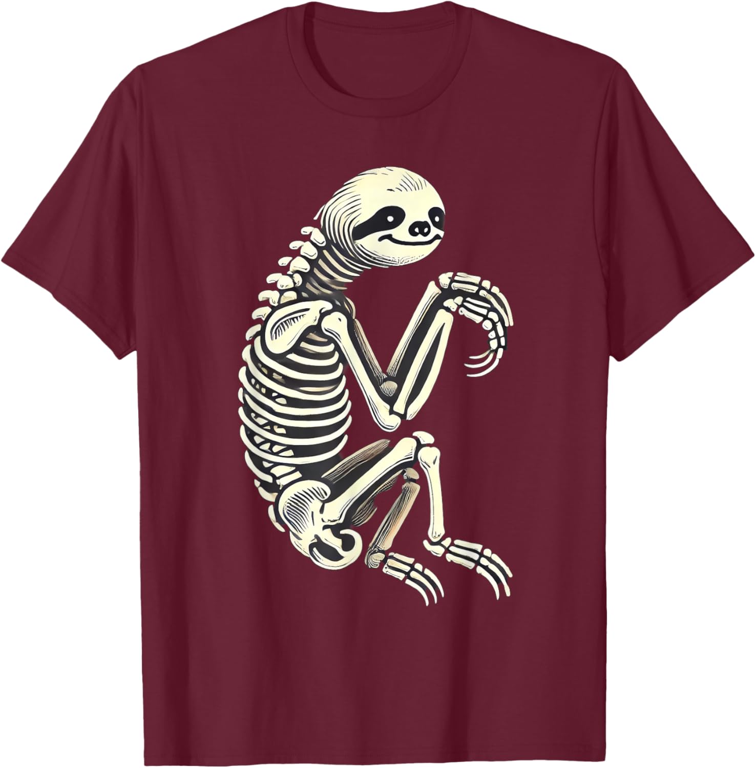 Sloth Skeleton Halloween T-Shirt - T-Shirt | Maroon