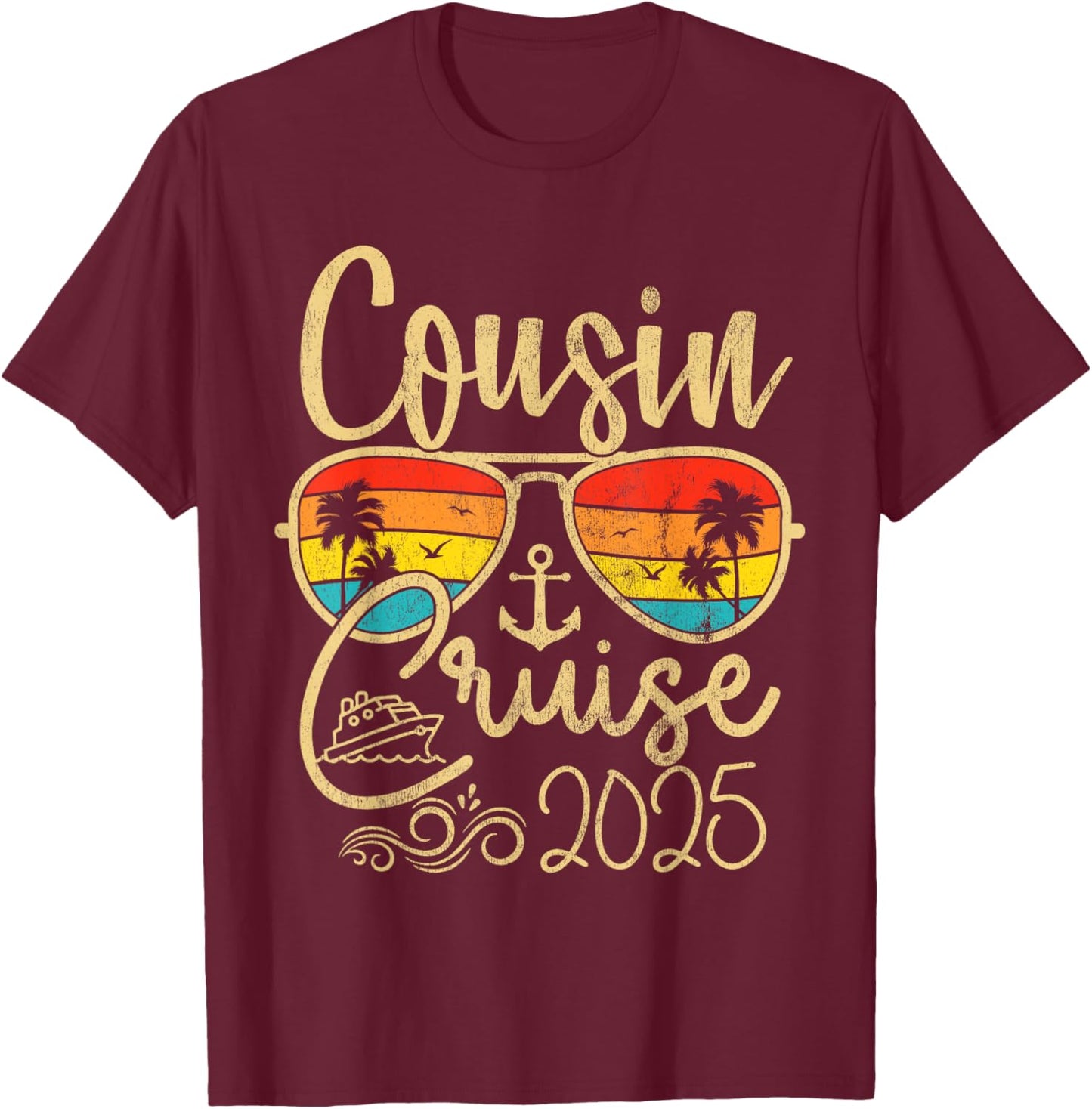 Cousin Cruise Gifts 2025 Matching Party Birthday T-Shirt - T-Shirt | Maroon