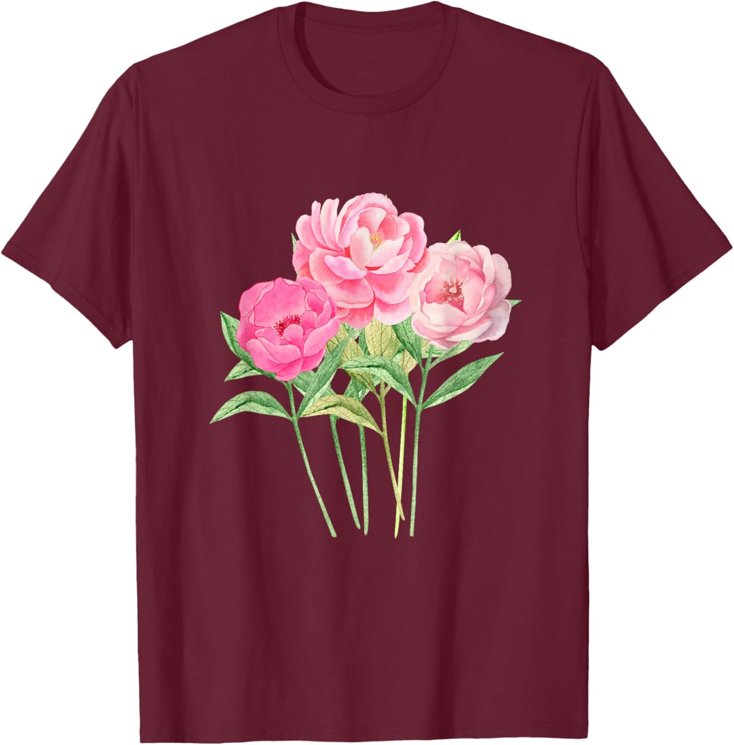 Peony Flower - Bouquet of Peonies Women and Girls T-Shirt - T-Shirt | Maroon