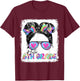 Hello 6th Grade Messy Hair Bun Girl Back To School First Day T-Shirt - T-Shirt | Maroon