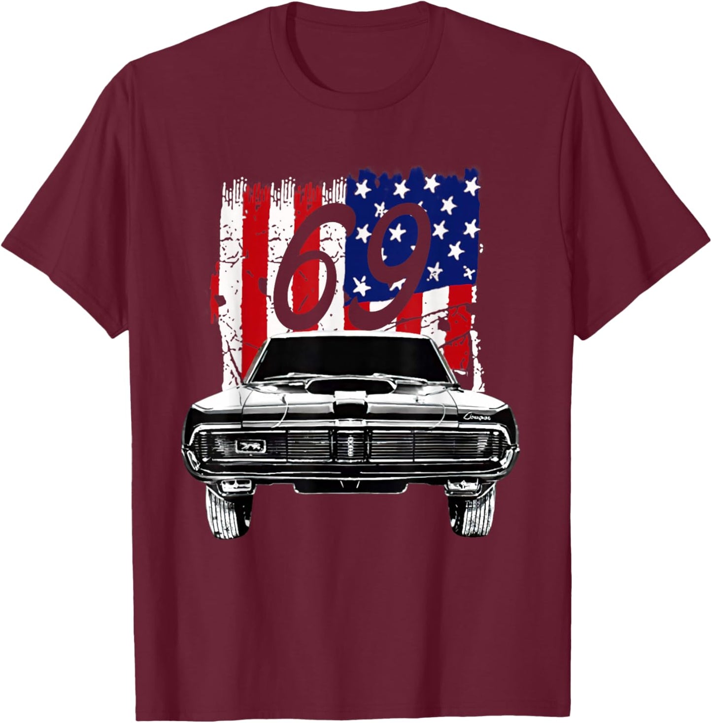 1969 69 Mercury classic Cougar Vinatge cars T-Shirt - T-Shirt | Maroon