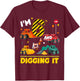 6th Birthday Construction Boy I'm 6 Years Old And Digging It T-Shirt - T-Shirt | Maroon