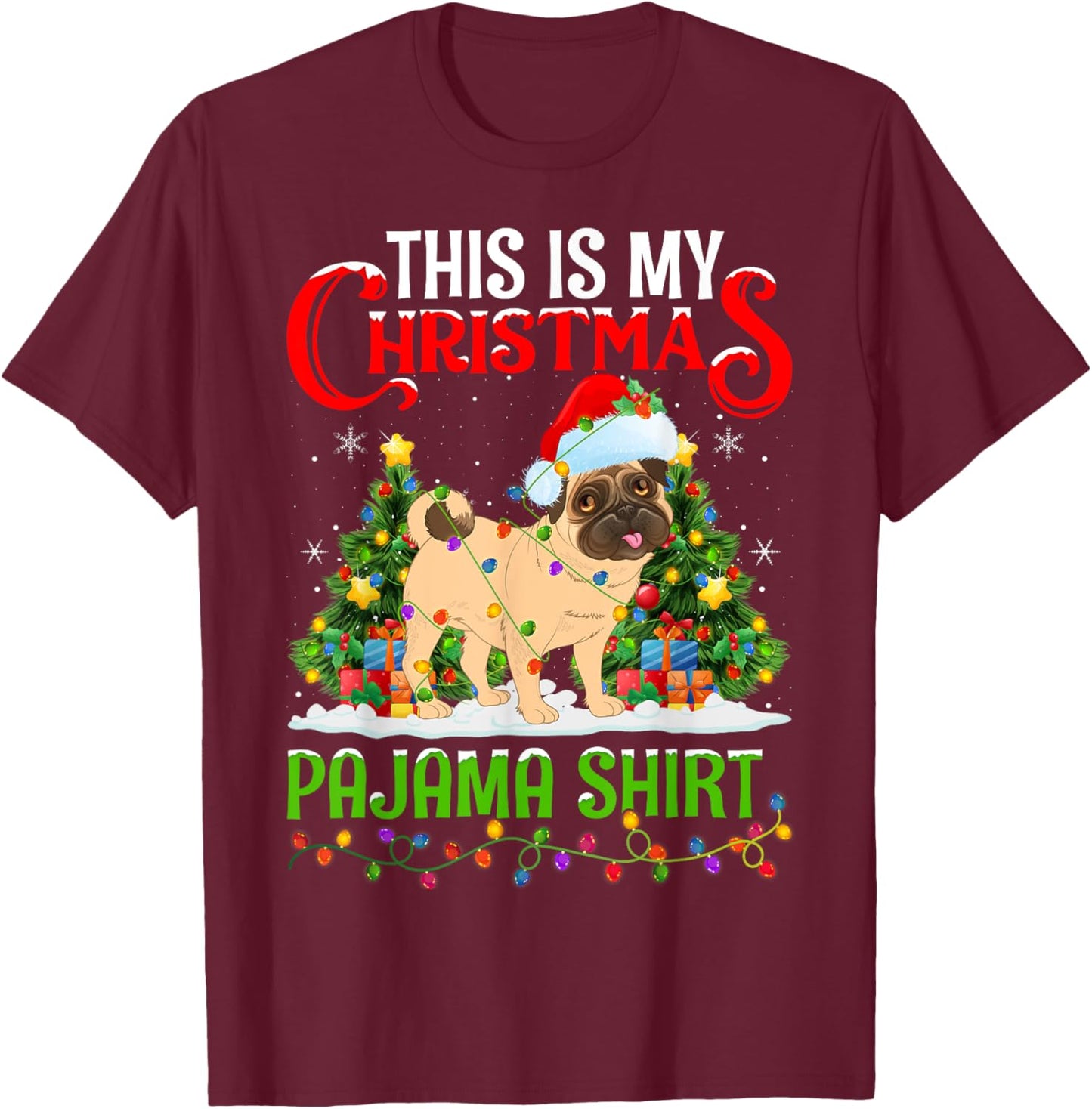 English Mastiff Dog Xmas Lights This Is My Christmas Pajama Women Kids T-Shirt - T-Shirt | Maroon