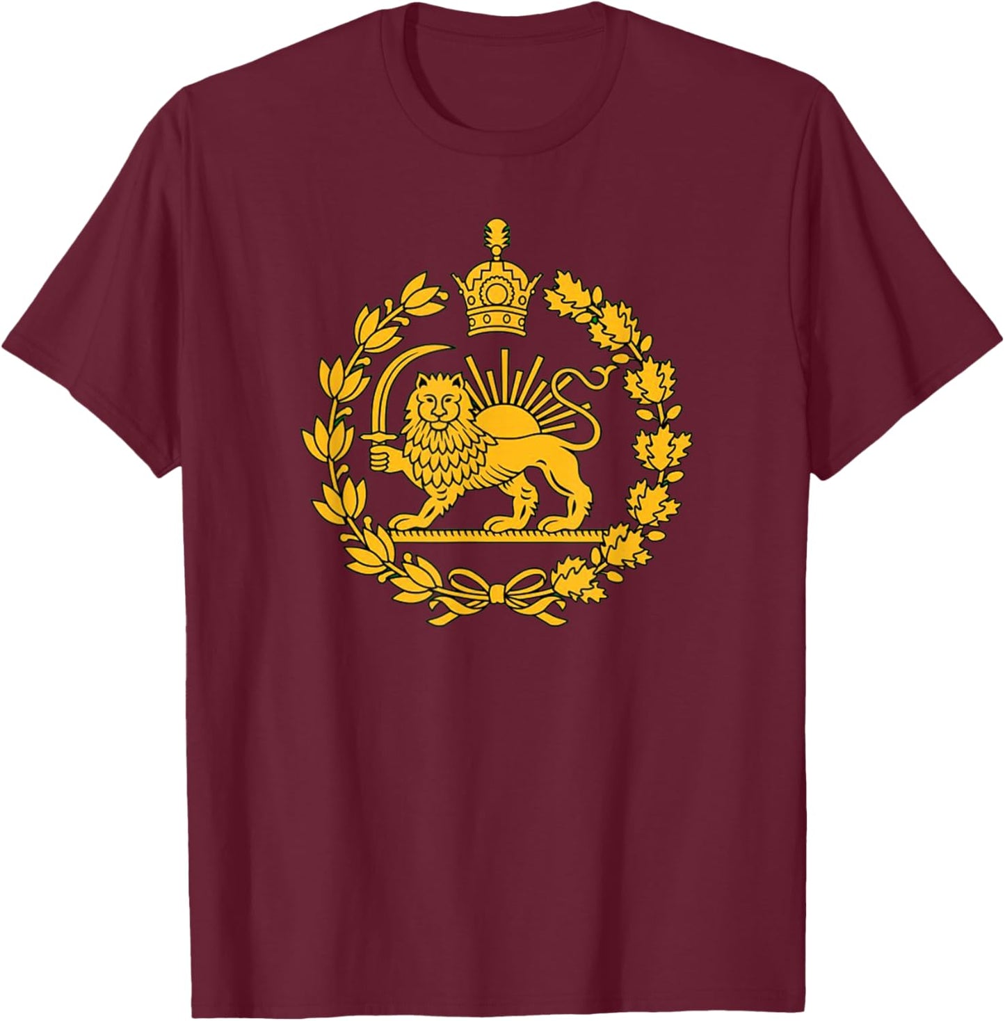 Shir o Khorshid Iran Pahlavi Lion and Sun T-Shirt - T-Shirt | Maroon