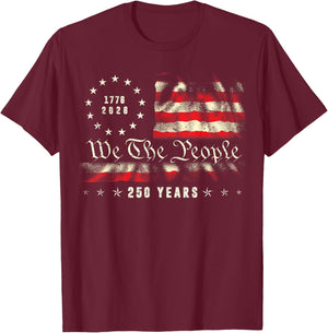 250 Years American 1776 2026 250th USA Birthday 4th of July T-Shirt - T-Shirt | Maroon