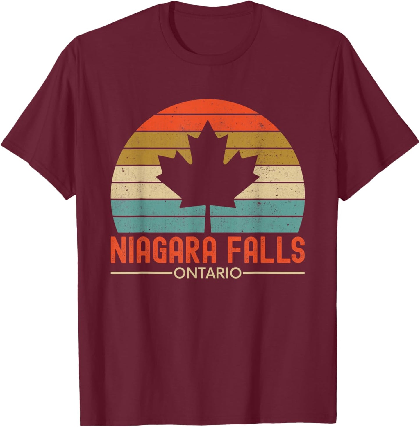 Niagara Falls Canada Ontario Vintage Retro Souvenirs Maple T-Shirt - T-Shirt | Maroon