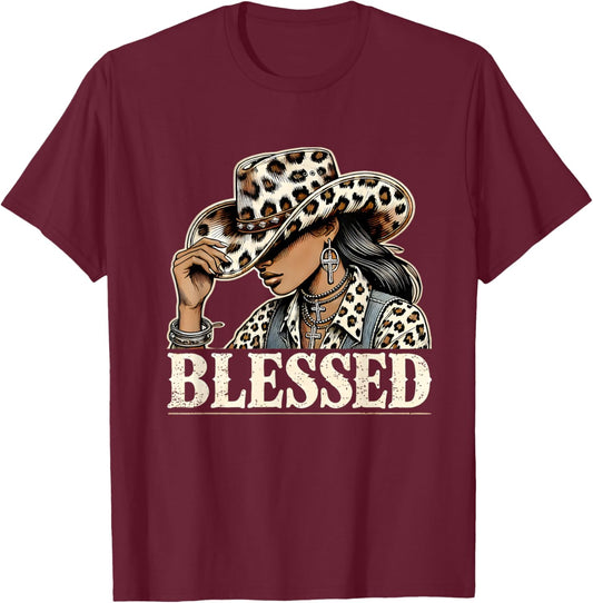 Vintage Cowgirl Black Western Cowgirl African Christian T-Shirt - T-Shirt | Maroon