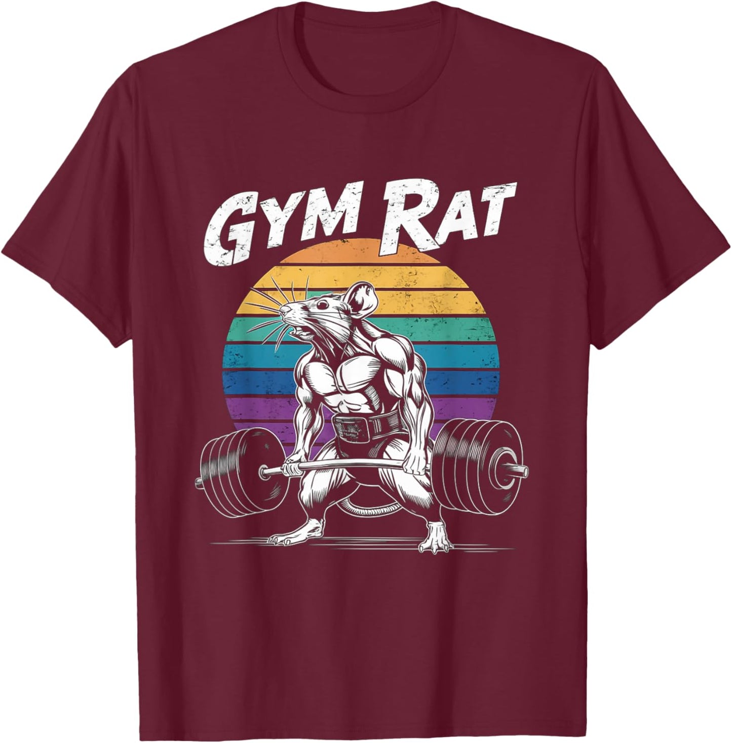 Muscular Gym Rat Weightlifting Bodybuilding Workout T-Shirt - T-Shirt | Maroon