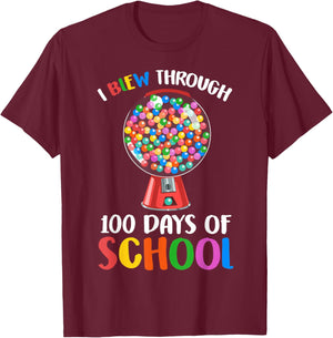 I Blew Through 100 Days of School Gumball Happy 100th Day T-Shirt - T-Shirt | Maroon