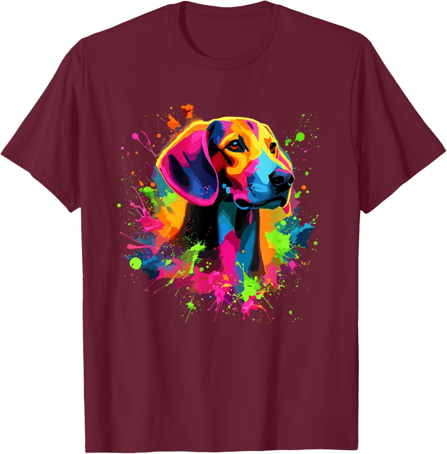 Splash Art American Foxhound T-Shirt - T-Shirt | Maroon