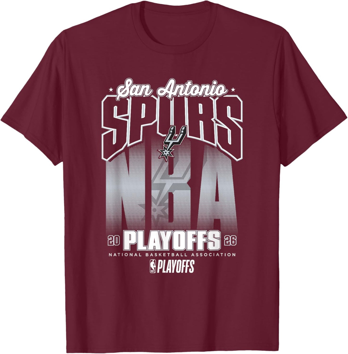 NBA Officiel 2026 Playoffs San Antonio Spurs Fade T-Shirt - T-Shirt | Maroon