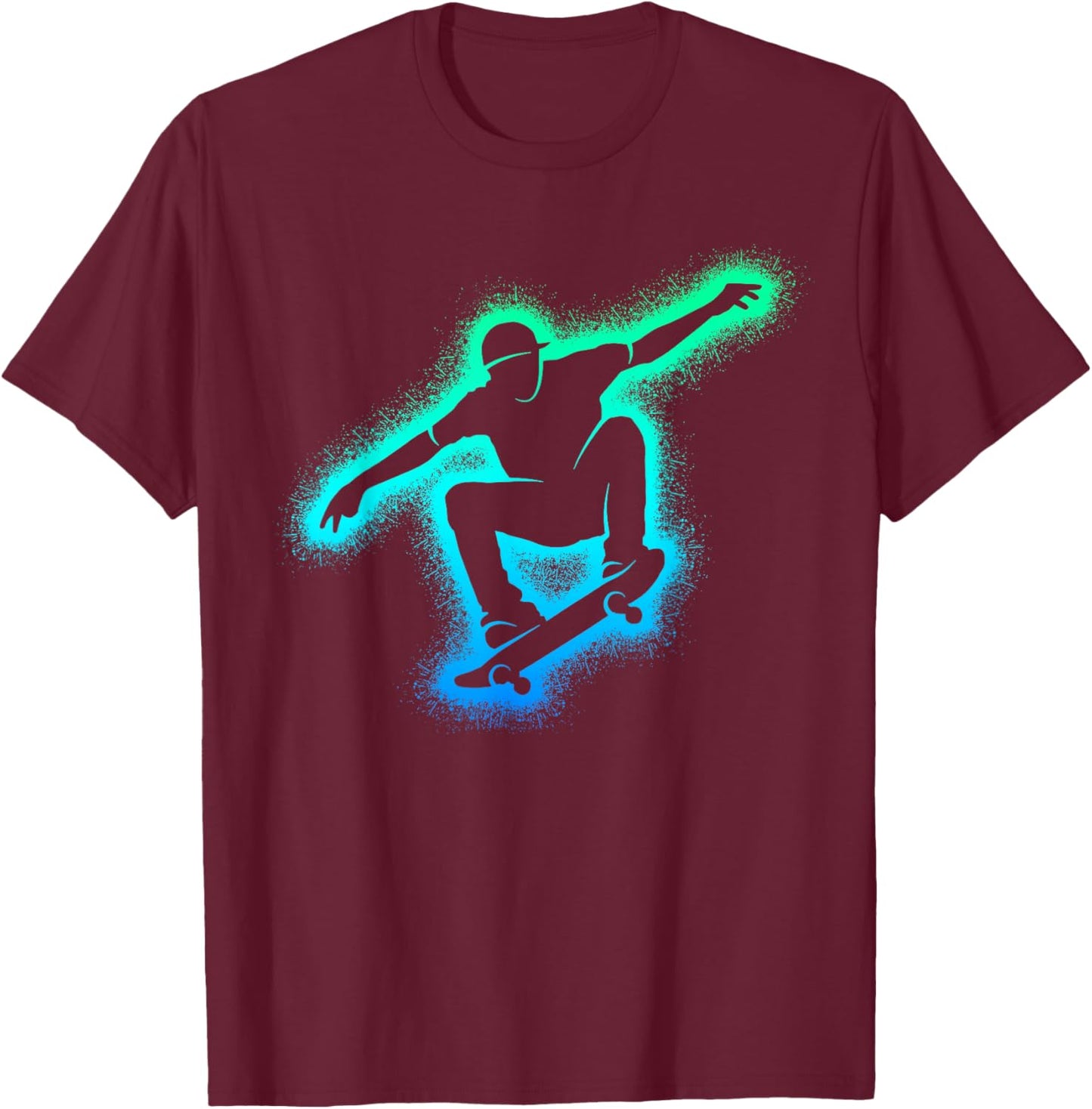 Skater Skateboard Skateboarder Men Kids Boys Skateboarding T-Shirt - T-Shirt | Maroon