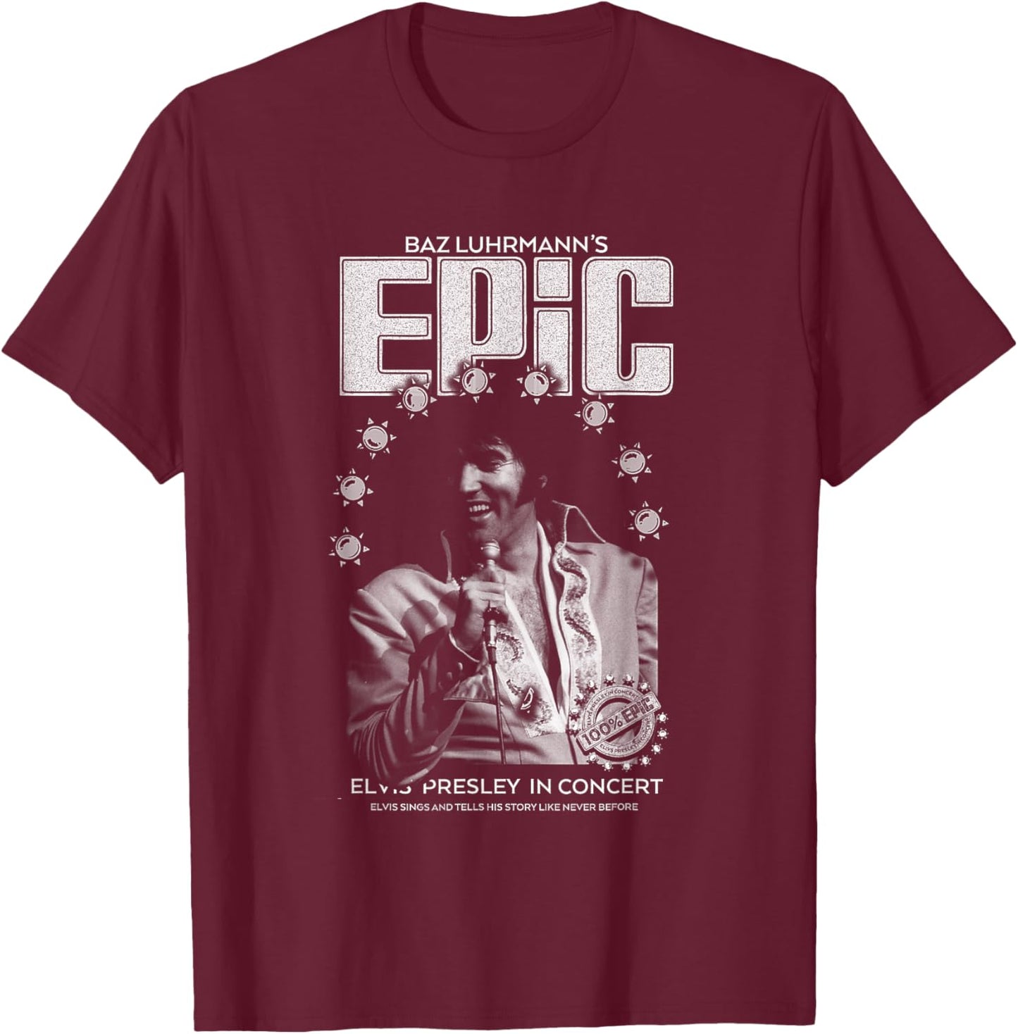 Elvis Presley Epic Black and White Portrait T-Shirt - T-Shirt | Maroon