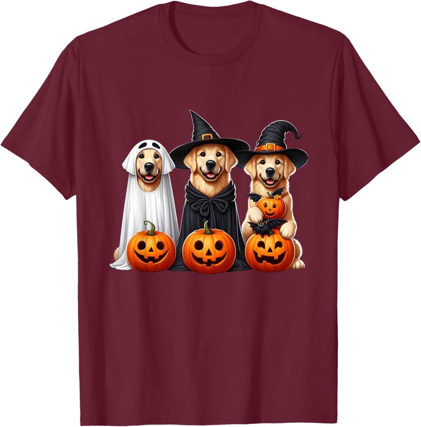 Golden Retriever Ghost Halloween Dog Lovers Men Women Kids T-Shirt - T-Shirt | Maroon