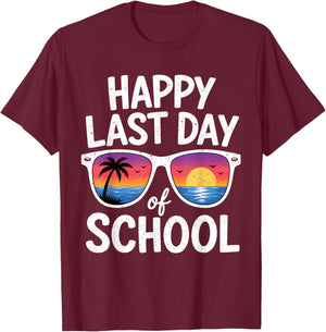Happy Last Day of School Teacher Boy Girl Kids Summer Break T-Shirt - T-Shirt | Maroon