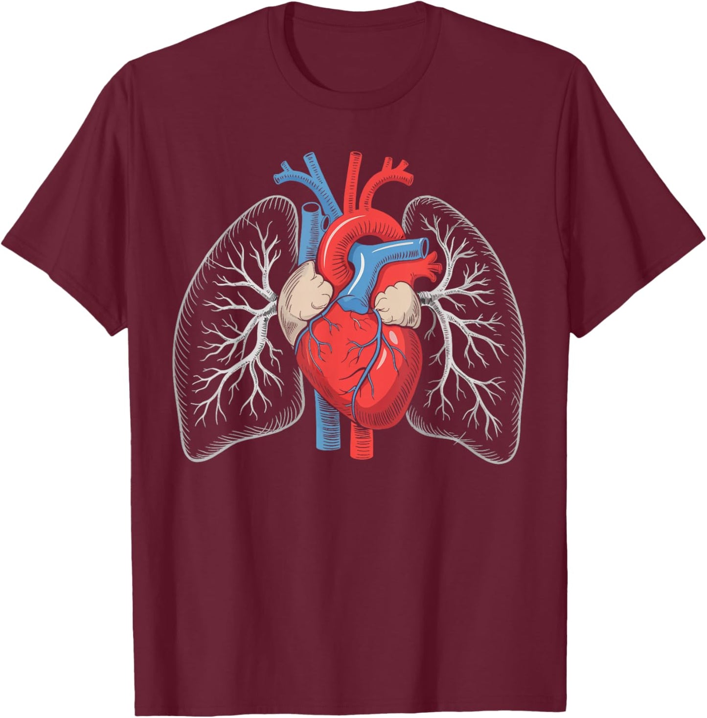 Human Lungs Heart Vintage Anatomy Medical Gifts T-Shirt - T-Shirt | Maroon