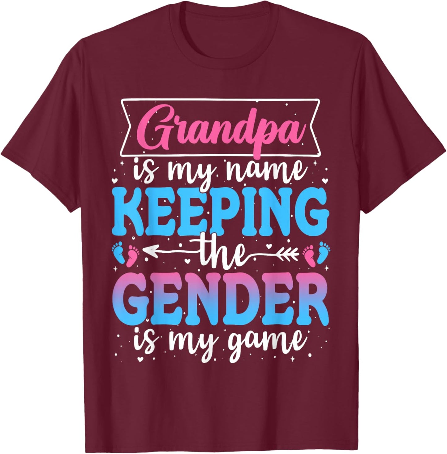 Gender Reveal Keeper of The Gender Grandpa Baby Shower T-Shirt - T-Shirt | Maroon