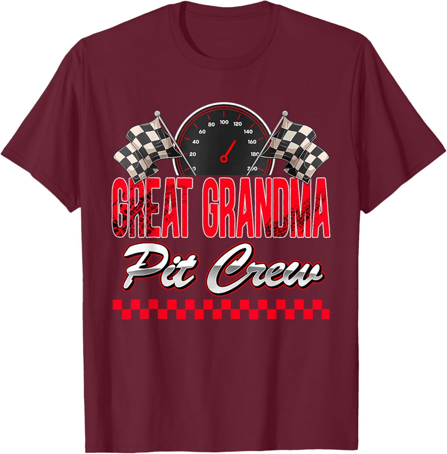 Great Grandma Pit Crew Race Car Birthday Boy Racing Family T-Shirt - T-Shirt | Maroon