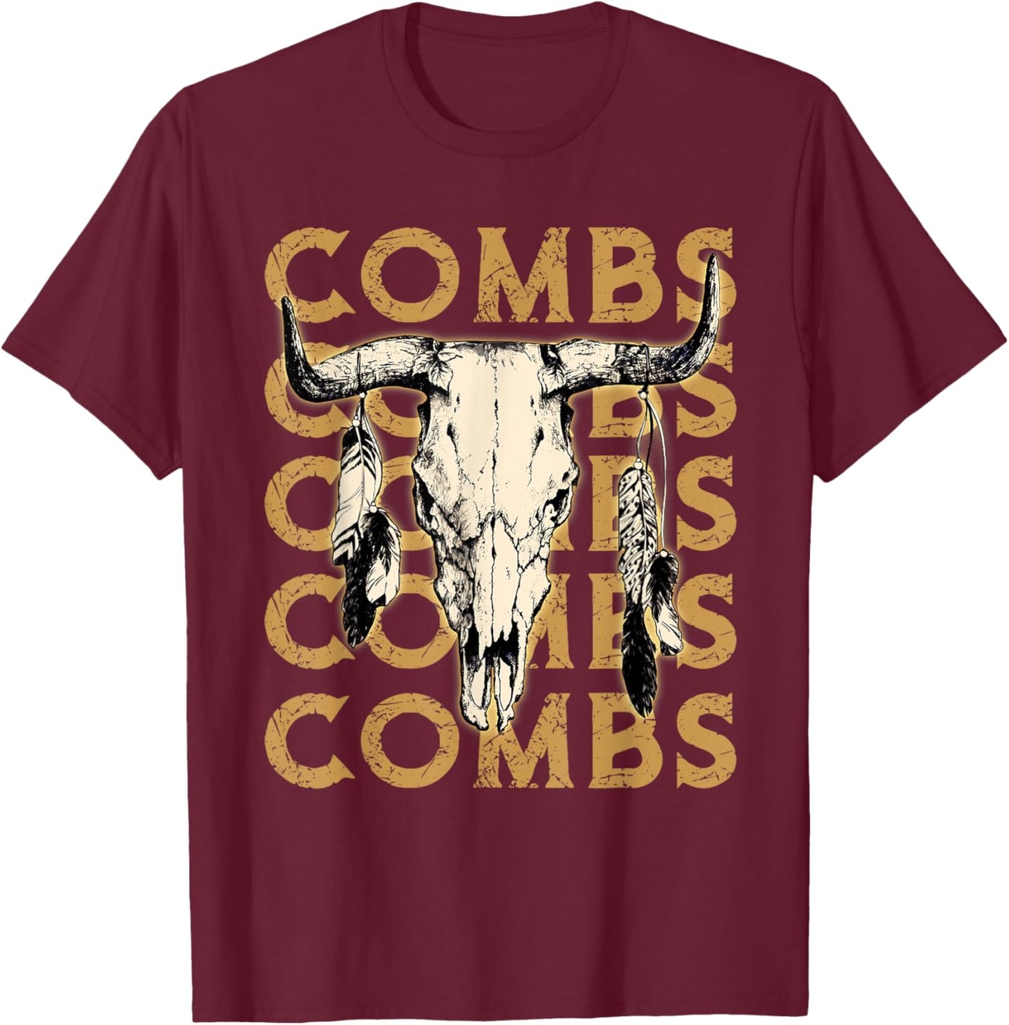 Vintage Last Name Combs Proud Funny Costume Lovers Awesome T-Shirt - T-Shirt | Maroon