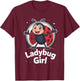 Ladybug Girl Cartoon Garden Bug Kids Birthday Party T-Shirt - T-Shirt | Maroon