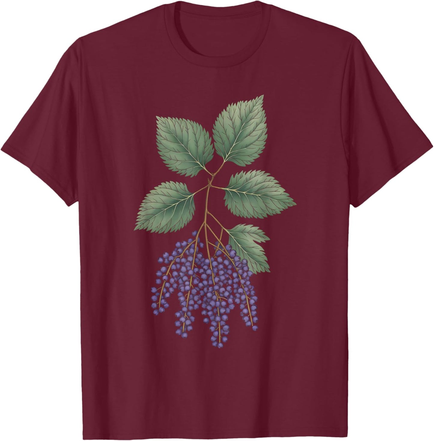 Elderberry Herb Plant T-Shirt - T-Shirt | Maroon