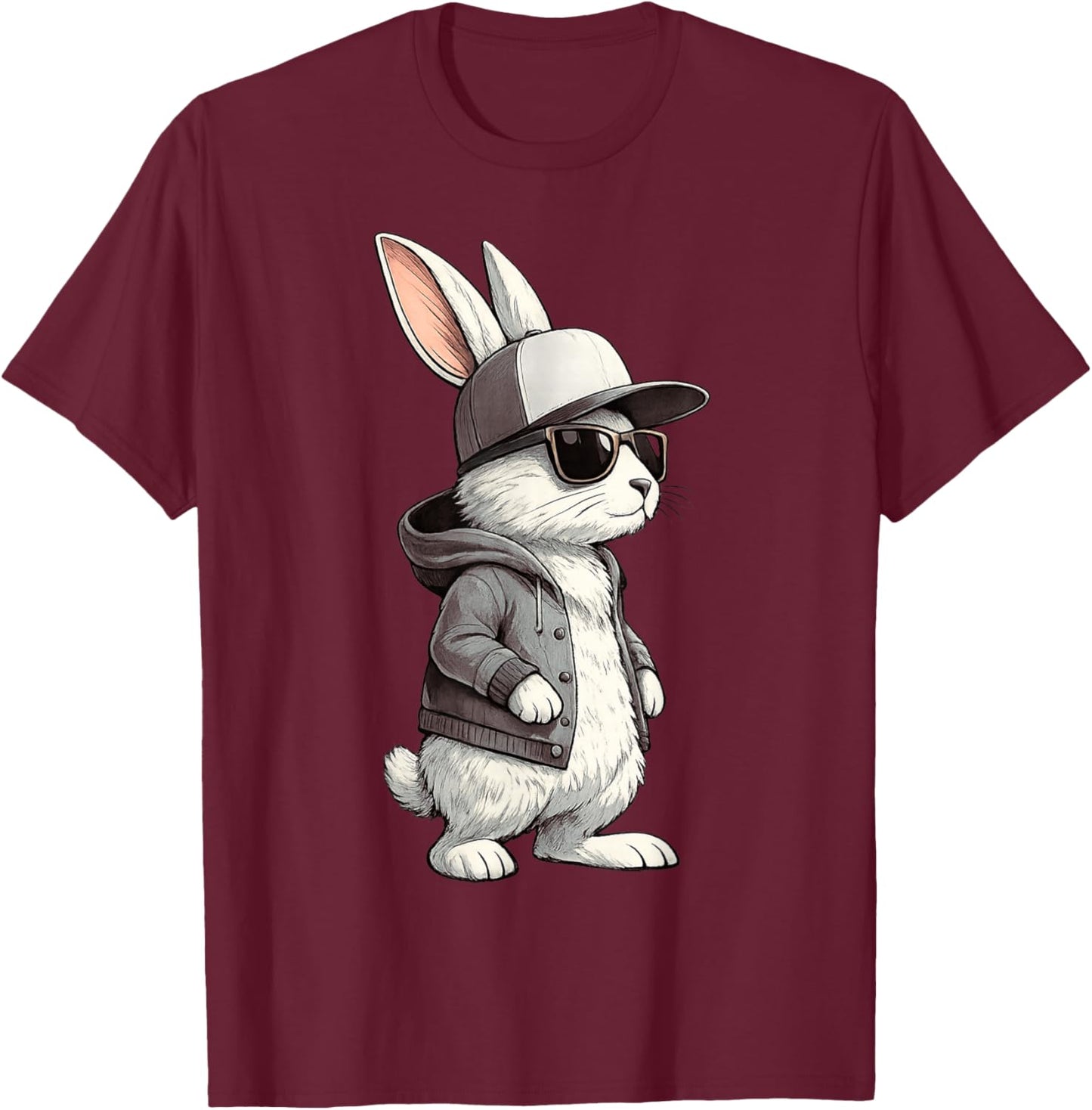 Hasengesicht mit Sonnenbrille Kappe Ostern Tag für Jungen Herren Kinder T-Shirt - T-Shirt | Maroon
