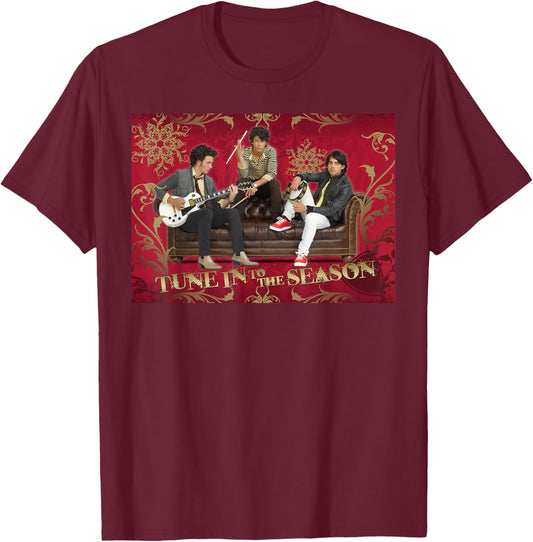 Disney Jonas Brothers Christmas Tune in to the Season T-Shirt - T-Shirt | Maroon