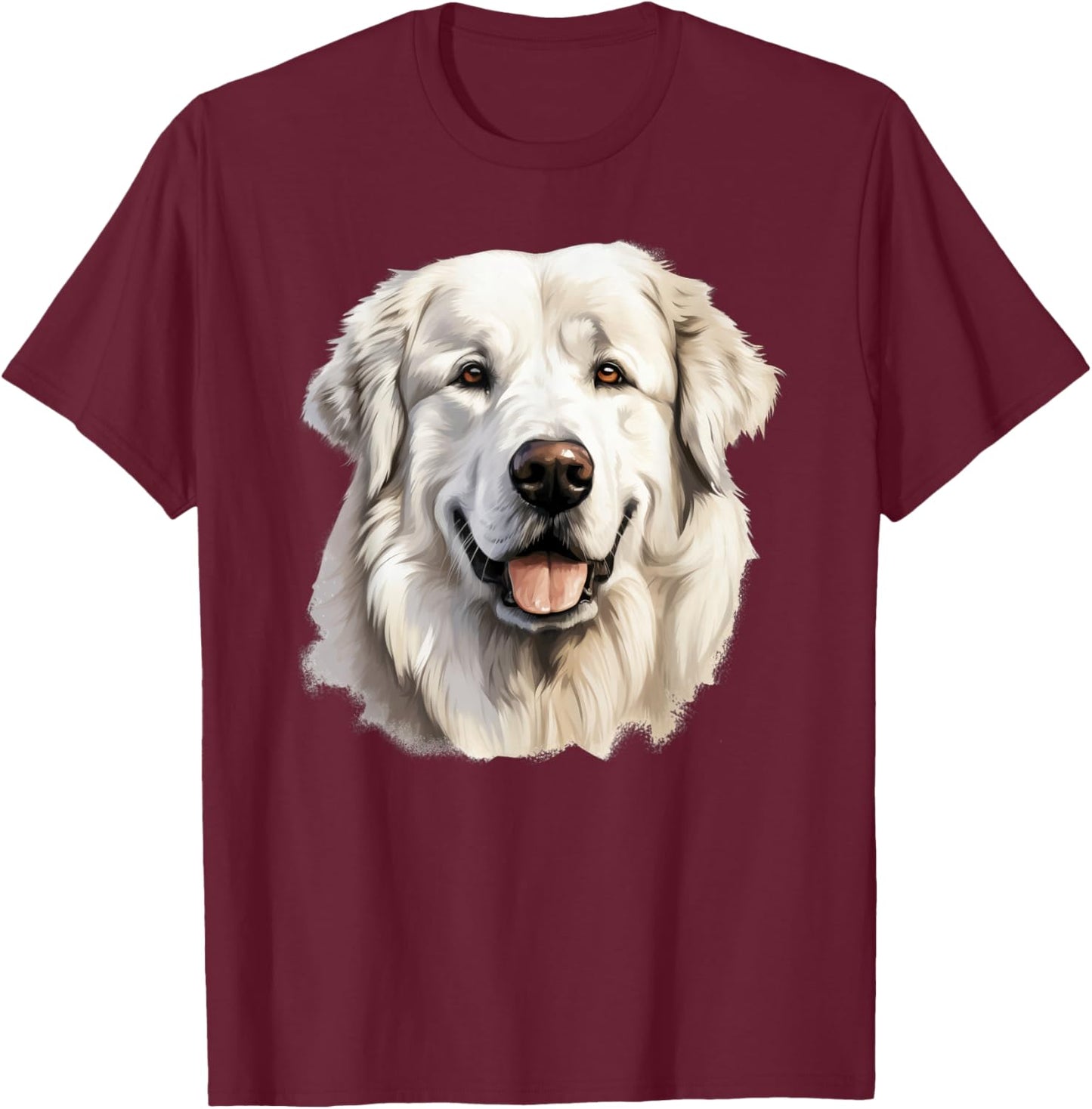 Great Pyrenees Dog Portrait T-Shirt - T-Shirt | Maroon