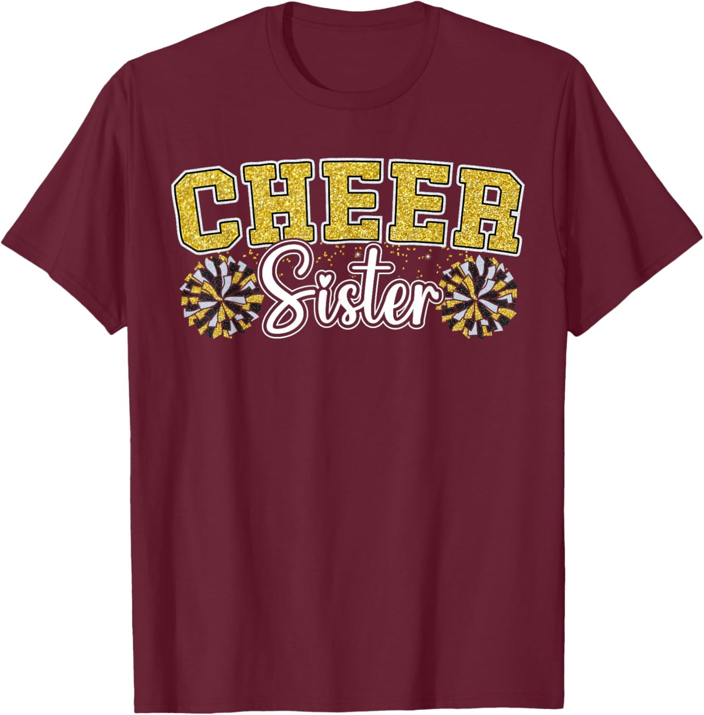 Cheer Sister My Favorite Cheerleader Calls Me Sisters Yellow T-Shirt - T-Shirt | Maroon
