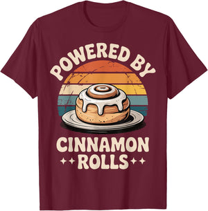 Powered by Cinnamon Rolls T-Shirt - T-Shirt | Maroon
