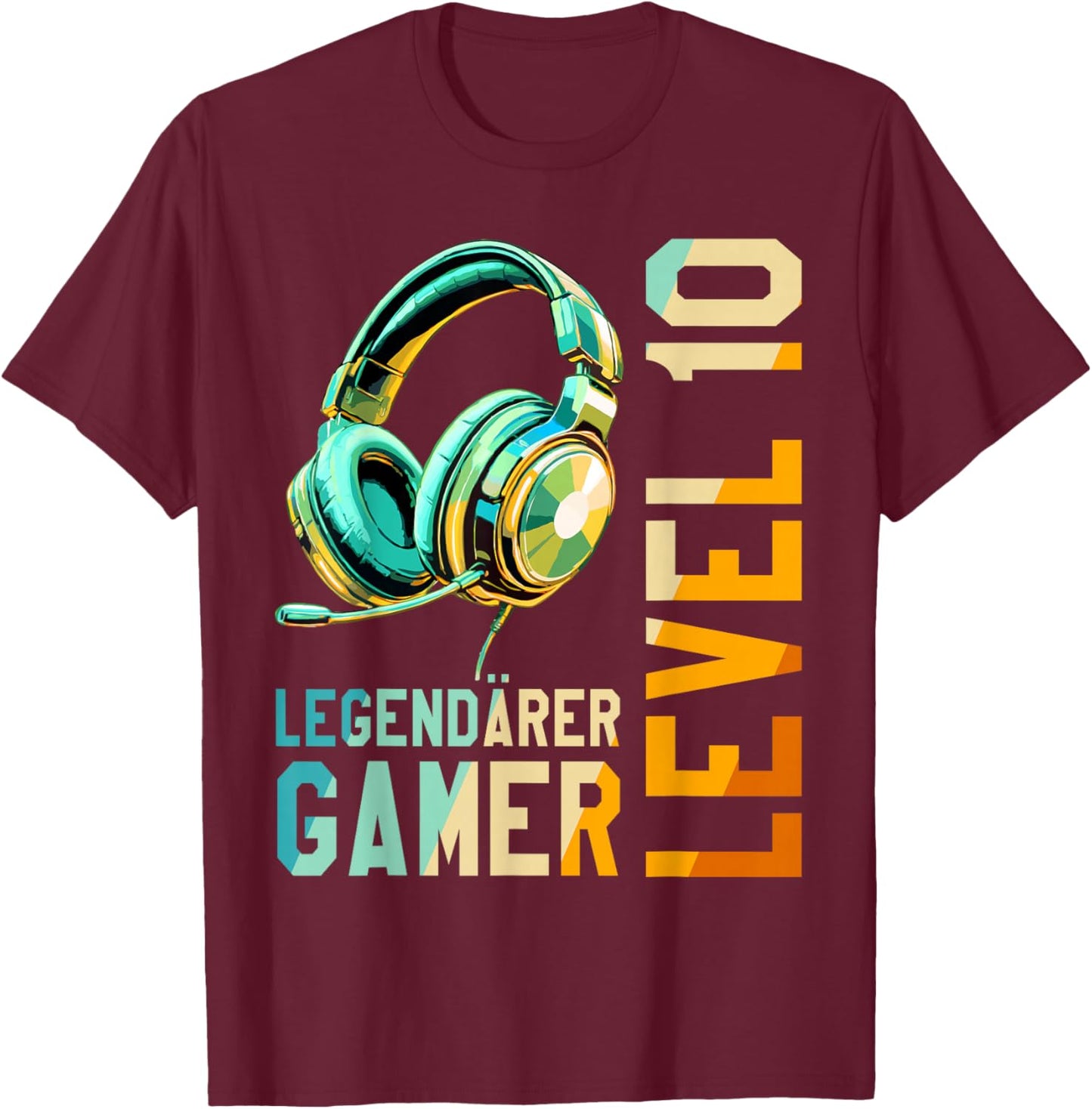 10. Geburtstag Junge Mädchen Teenager Level 10 Jahre Gamer T-Shirt - T-Shirt | Maroon