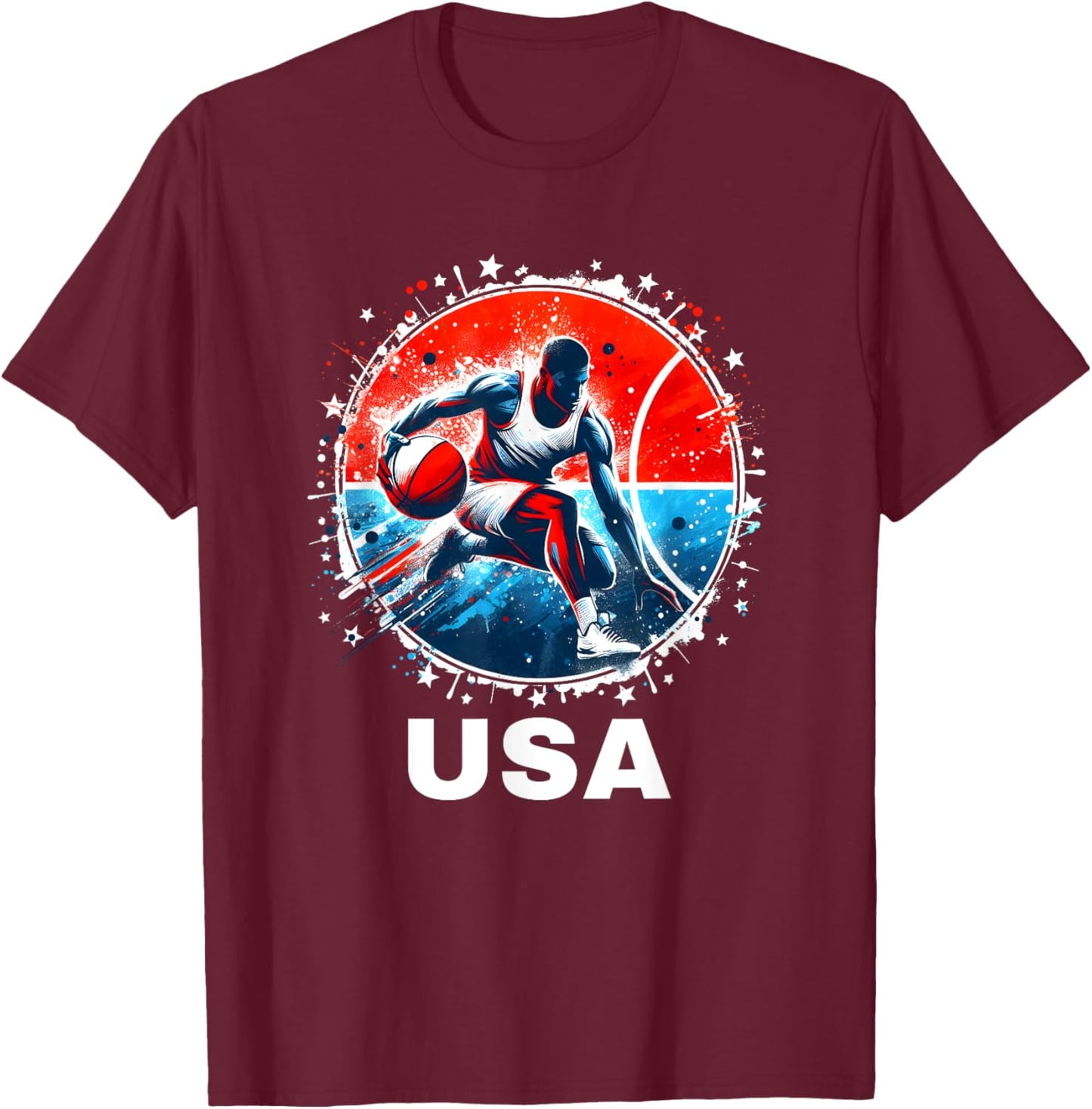 Basketball USA Team Men Women Kids Basketball Apparel USA T-Shirt - T-Shirt | Maroon