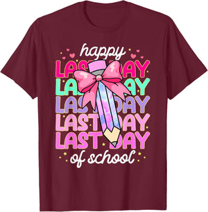 Last Day of School Shirt Coquette Bow School Graduation T-Shirt - T-Shirt | Maroon