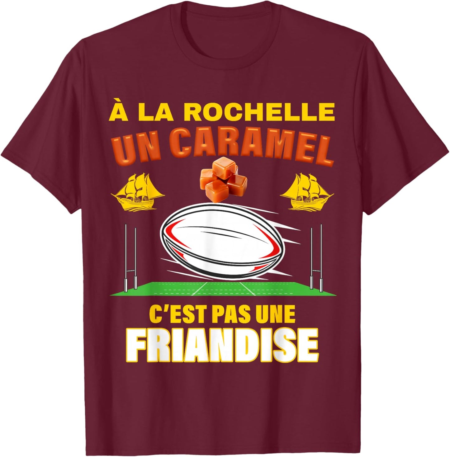 La Rochelle Caramel Rugby Local Humour Men's Women's Child T-Shirt - T-Shirt | Maroon
